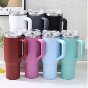 [쎈언니170] 대용량 손잡이 텀플러 스텐 텀블러 빨대 포함 이중 보냉병 1.18리터_54804743