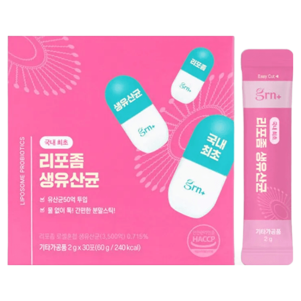 <b>GRN</b> 흡수율 UP 리포좀 생유산균 프로바이오틱스 요구르트맛  30포 1개  60g  1개