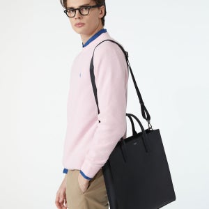 [헤지스 액세서리 남성] [스테디셀러] 블랙 소가죽 토트백 겸 크로스 숄더백 WUBA4F350BK