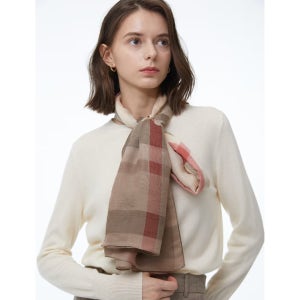 [닥스 액세서리 여성] 닥스 24FW 스테디셀러 실크100 체크 실크 스카프 WCSC4F108I2