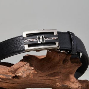 [닥스 액세서리] [자동벨트][Check Line] 블랙 원 체크라인 버클 소가죽 자동벨트 DBBE5F351BK