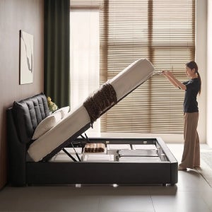 플래지어 고르도 프레스티지 리프트 천연 가죽 수납 침대