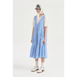 [럭키슈에뜨][LUCKY CHOUETTE]V Neck Stripe Sleeveless Dress (multi color)(LFDAM25630XXX)