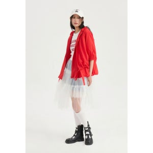 [럭키슈에뜨][LUCKY CHOUETTE]Front Overcoat Print Hoodie Jumper (red)(LFUAM25600REX)