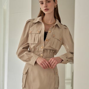 버튼 숏자켓 스커트 투피스 세트 LL04TP101