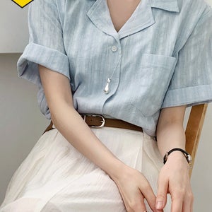 (무료배송) 아일렛와이드 크롭반팔셔츠