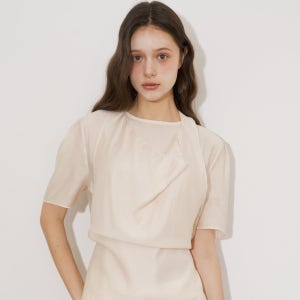 [플로브] DRAPING SHEER SET UP BLOUSE (YE)