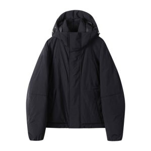 [커스텀멜로우][CUSTOMELLOW]Black Oversized Fit Hood Down Bomber (CWUAW24884BKX)