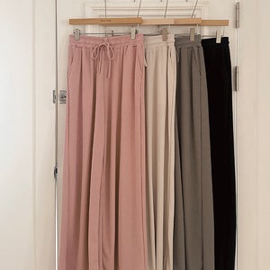 [기획특가]럭키 여름 골지 롱 와이드 팬츠