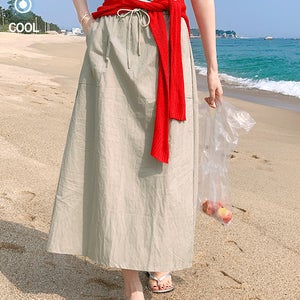 [기획특가]서퍼 여름 나일론 밴딩 롱 스커트