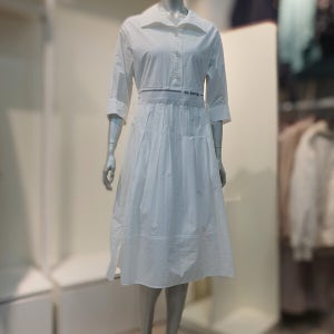 올리비아로렌 오픈카라 허리 시보리 원피스