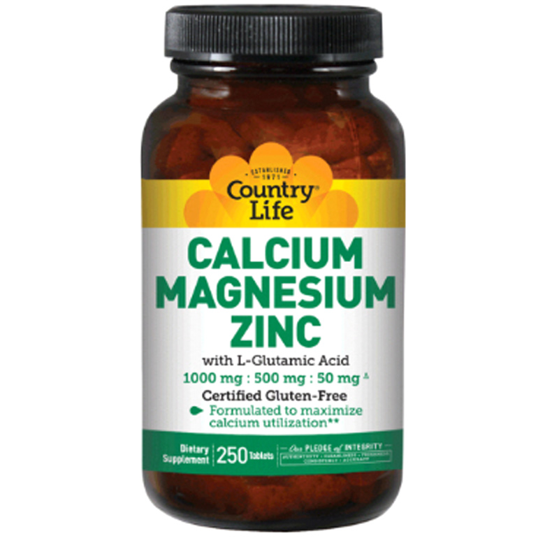 <b>Country Life</b> Vitamins <b>칼슘</b> 1000 mg 마그네슘 500 mg 아연 50 mg with L-글루타민산 100 mg 타블렛  250정  1개
