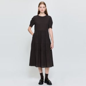 [헤지스 여성] 헤지스 레이디스25FW 라운드넥 체크 티어드 피스 HSDR5C702W2