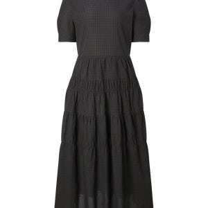 헤지스 여성 라운드넥 체크 티어드 원피스 HSDR5C702W2