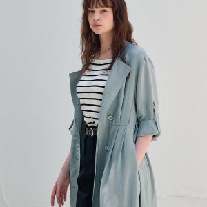 [프릭스바이김태훈] 핫섬머 린넨 블렌딩 하이웨이스트 트렌치 드레스_GREEN-MILIEU [그린 밀리유]
