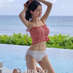 [핫딜🔥오늘발송] [MADE] [스크런치 SET/체형커버] 앤디 프릴 스모크 비키니