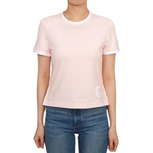 톰브라운 RWB 트리밍 링거 반팔 티셔츠 라이트 핑크 FJS075A 00042 680 270345 사이드 반팔티 137613995