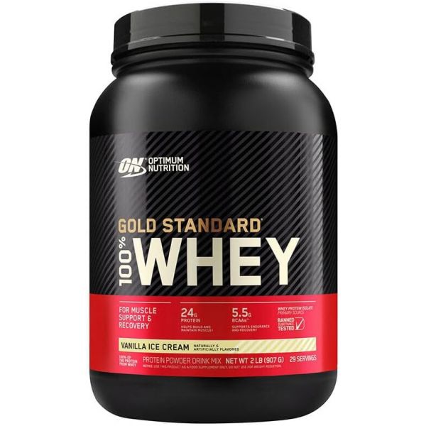 bcaa 에너지 헬스 영양 골드 스탠다드 100% 유청 단백질 파우더 바닐라 아이스크림 2파운드  1개  2lb