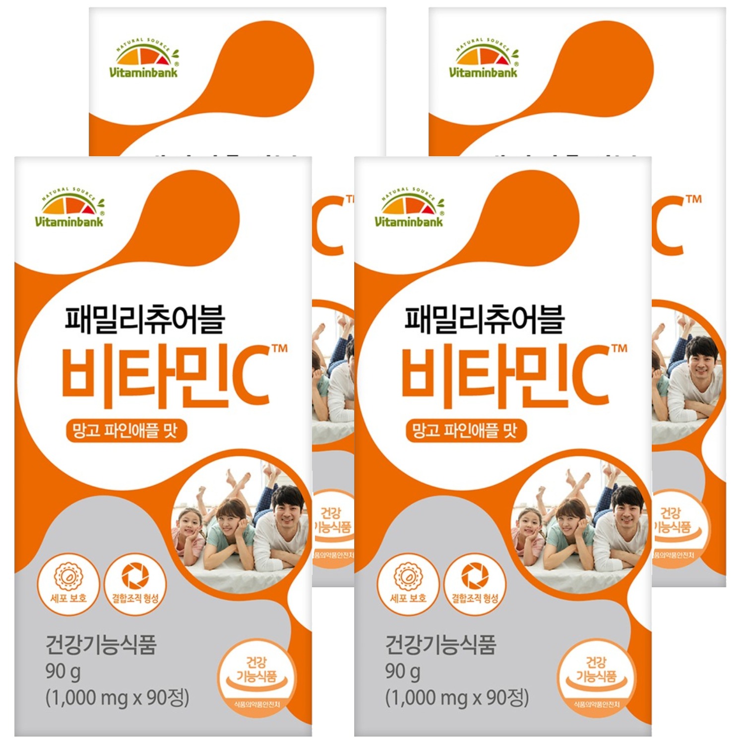 <b>비타민뱅크</b> 패밀리 츄어블 비타민C 망고파인애플맛  4개  90g