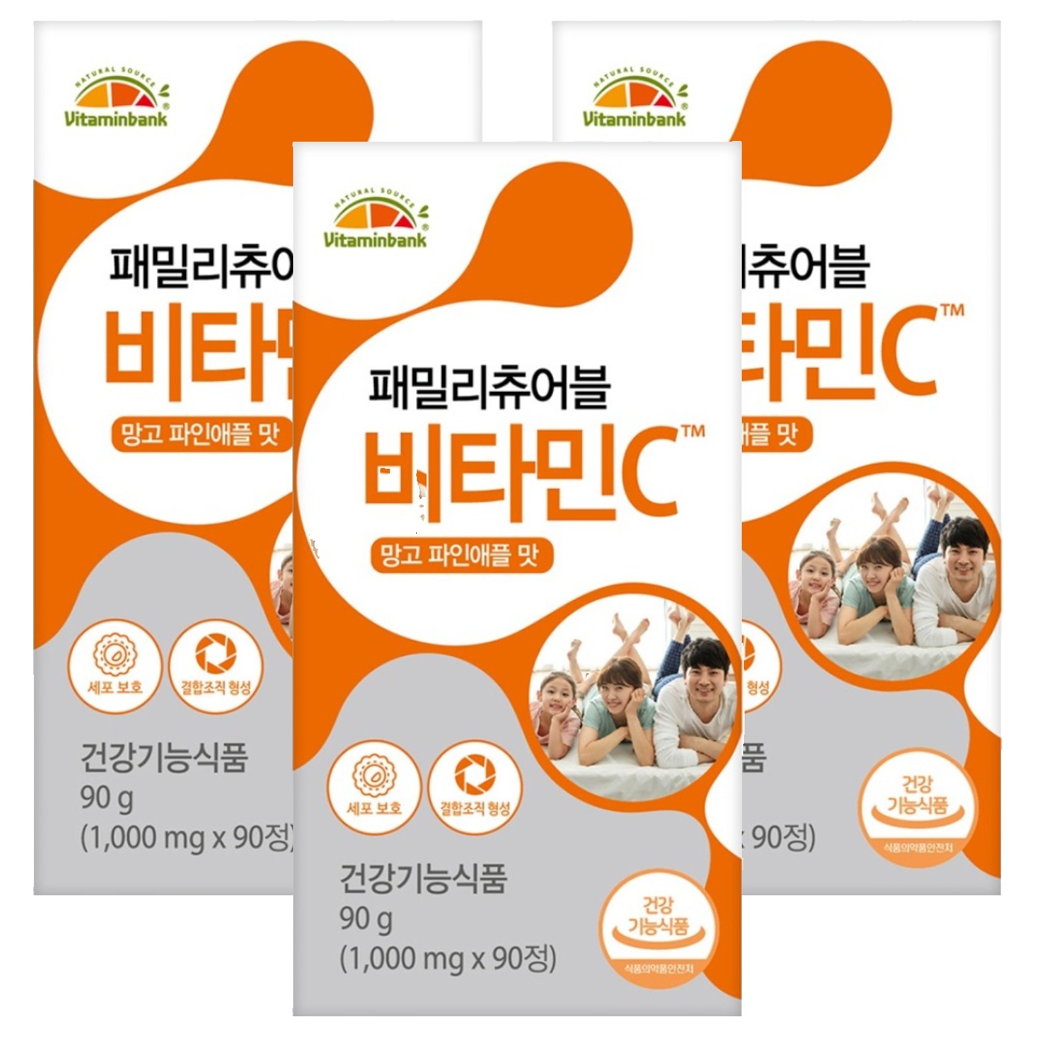 <b>비타민뱅크</b> 패밀리 츄어블 비타민C 망고파인애플맛  3개  90g