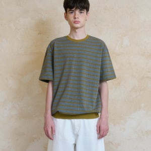 [노운] stripe sweat t-shirts (charcoal) 25SS
