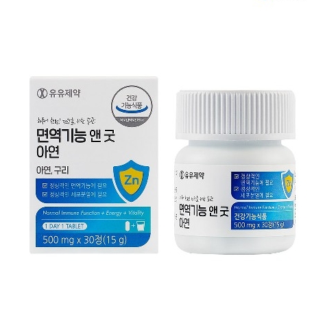 유유제약 면역기능 앤 굿 <b>아연</b> 500mg x 30정, 1개
