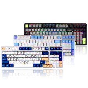 AULA F98 PBT RGB 풀윤활 유무선 기계식 블루 화이트 핑크 한글 (회목축)