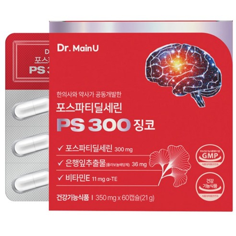 닥터메인유 <b>포스파티딜세린</b> PS 300 징코 350mg x 60캡슐, 1개