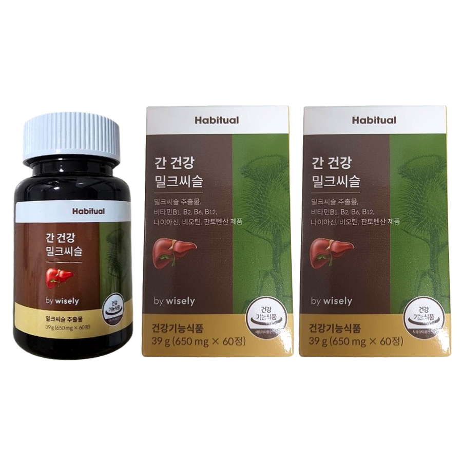 <b>해비추얼</b> 간건강 밀크씨슬 <b>와이즐리</b> <b>실리마린</b> 총 120정 120일