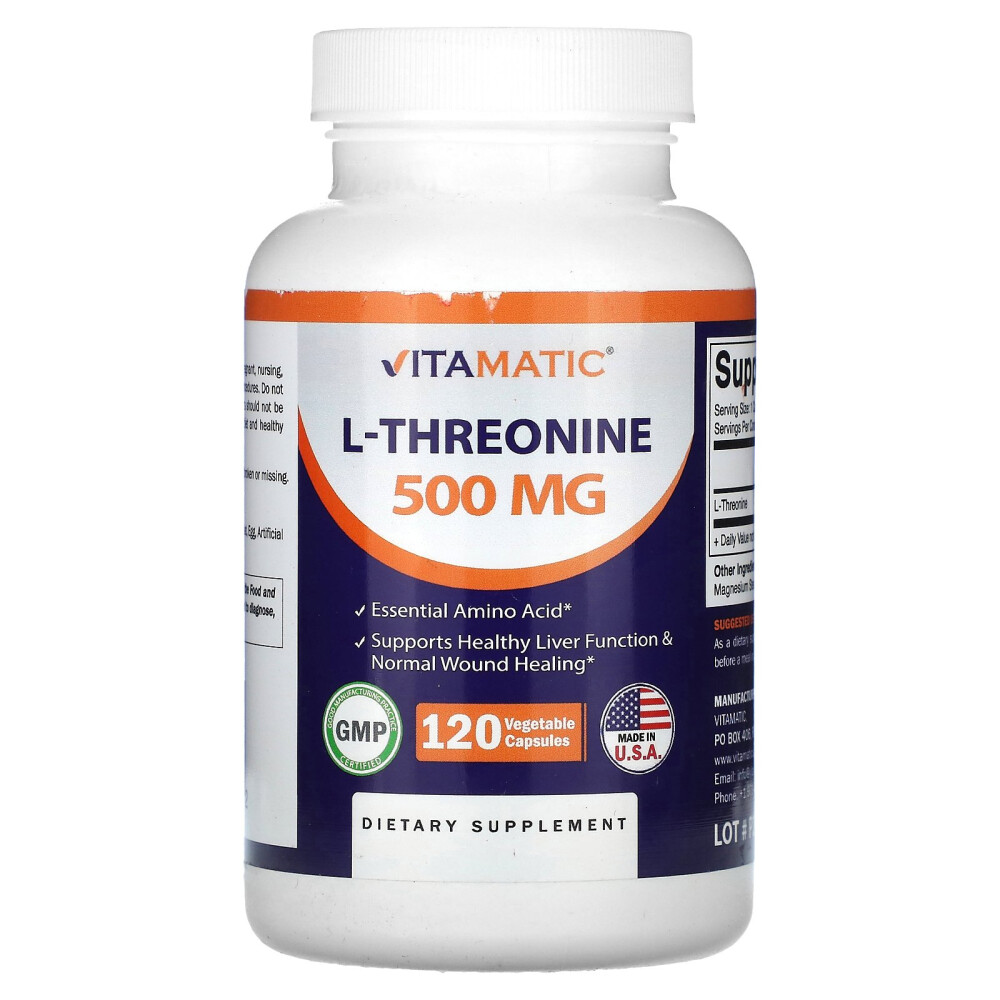 비타메틱 <b>L</b> <b>트레오닌</b> 500mg 베지 캡슐 120정 아미노산  1개