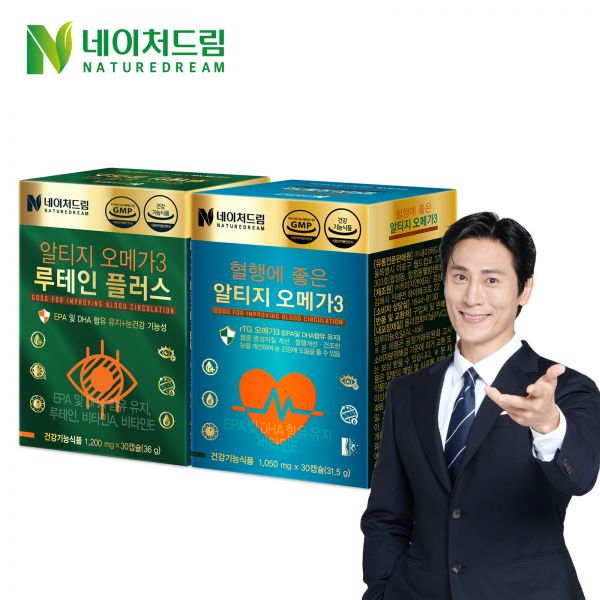 네이처드림 혈행에 좋은 알티지 rTG 오메가3 1박스+ 루테인플러스 1박스 총 2박스 비타민E 비타민A 알티지오메가3 +루테인플러스 총2박스 01_옵션선택안함 30정