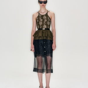 와이씨에이치 Lace Ruffle Top Khaki (S25to10171kk)