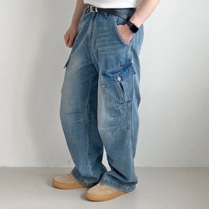 언더70 스톤 파라슈트 와이드 데님