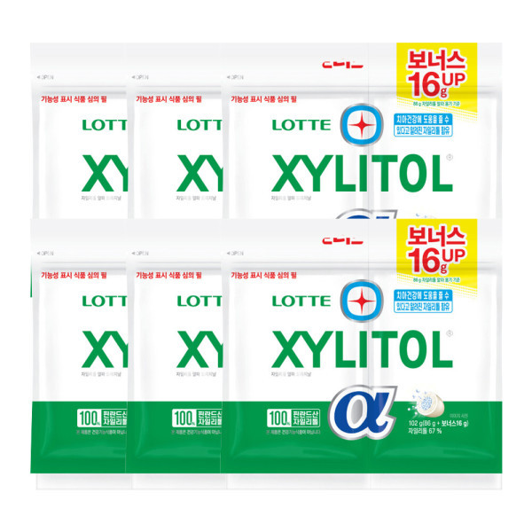 롯데 <b>자일리톨</b> 알파 오리지널 리필 102g 6팩