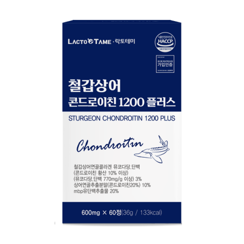 락토테미 철갑상어 연골 콘드로이친 1200 난각막 상어연골 뮤코다당 식약청인증  2개  60정