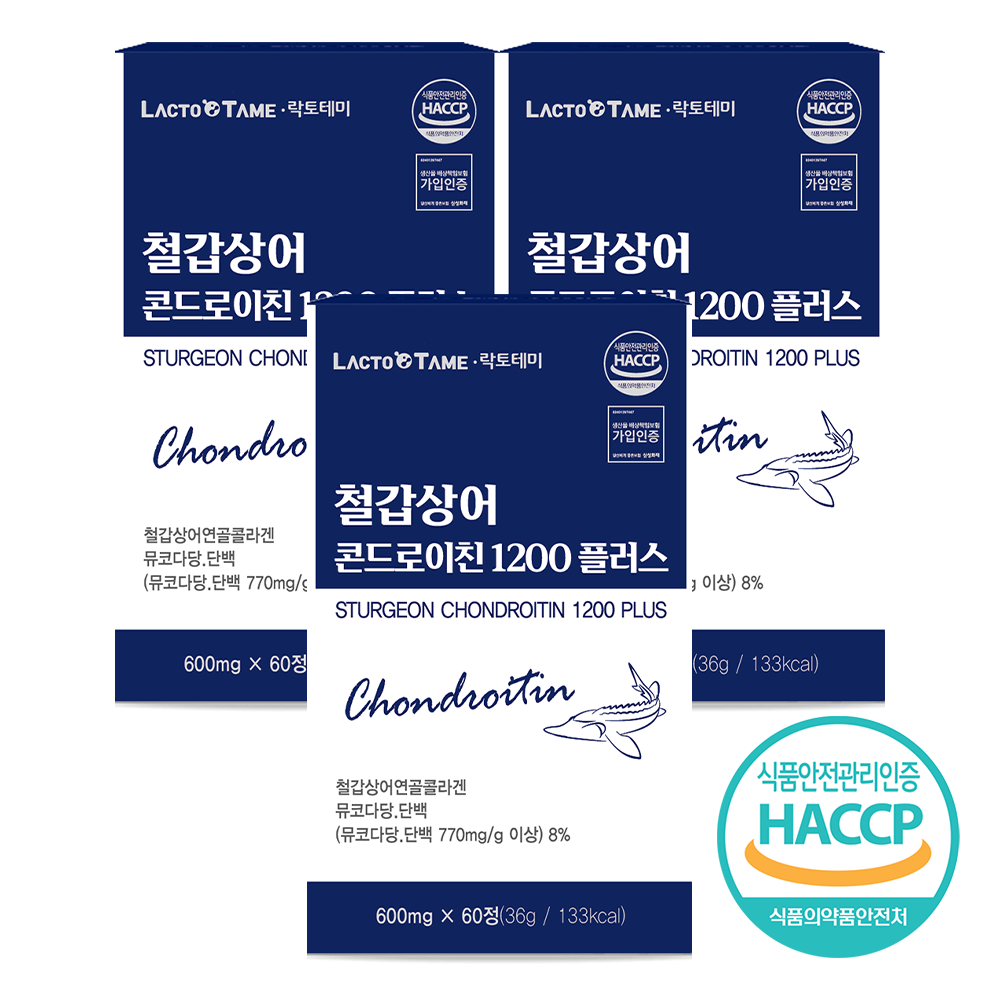 락토테미 철갑상어 연골 콘드로이친 1200 난각막 상어연골 뮤코다당 식약청인증  3개  60정