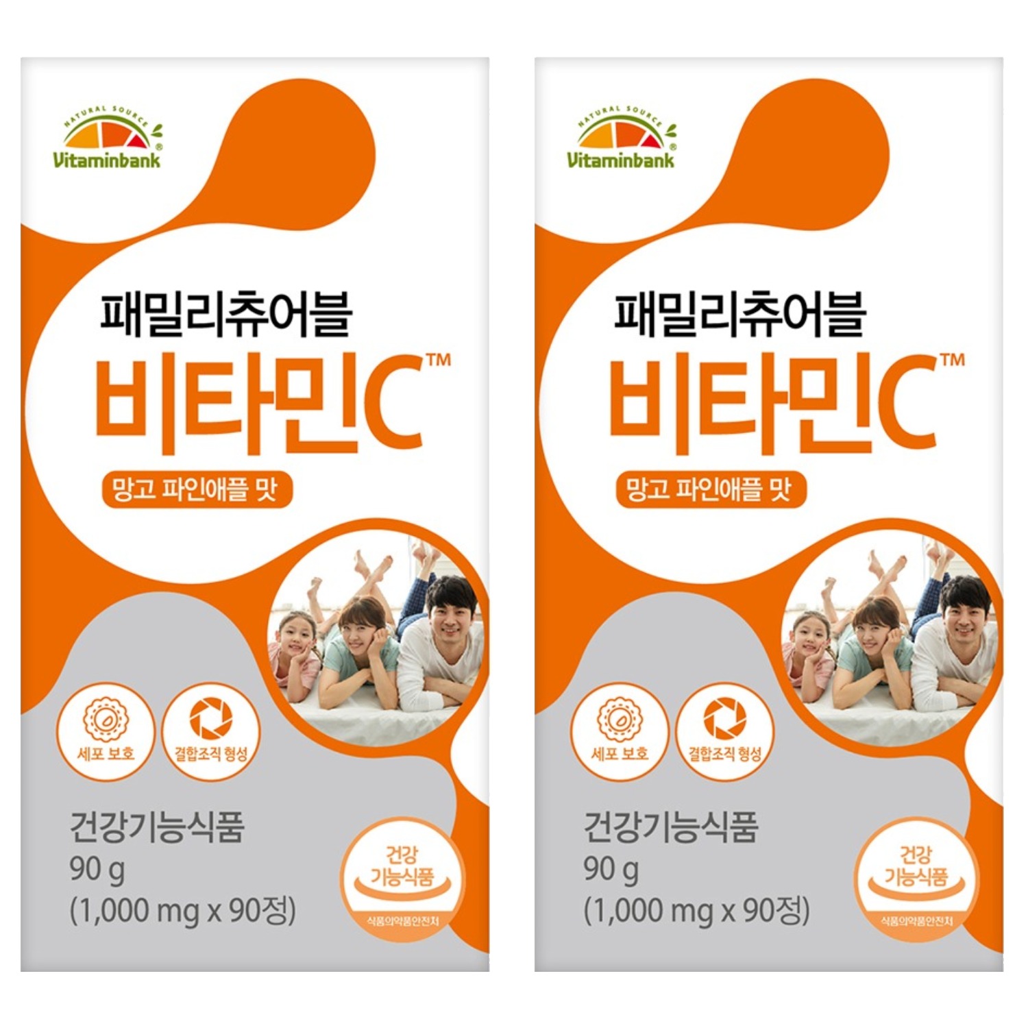 <b>비타민뱅크</b> 패밀리 츄어블 비타민C 망고파인애플맛  2개  90g