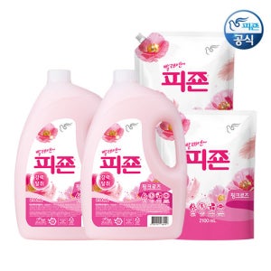 피죤 섬유유연제 3.1L 용기 x 2개+2100ml 리필 x 2개