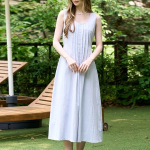 [슬로우롤리] [노정의 PICK] Pintuck long sleeveless dress - Sky blue