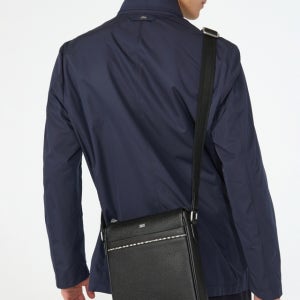 [닥스 액세서리 남성] [스테디셀러]블랙 라인배색 소가죽 크로스백 WBBA4F721BK