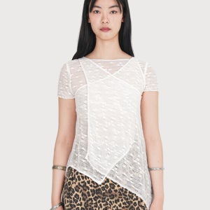 아콜 Floral Stretch Around Top - White