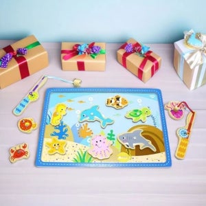 투키토이 자석낚시퍼즐 낚시놀이 원목 바다 물고기 잡기놀이 장난감 세트 인지발달 어린이