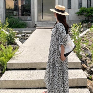 [플레어핏/빅사이즈] 패턴벌룬셔링롱원피스(12차 재입고)