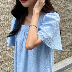 [1+1 20%할인]스퀘어넥 퍼프소매 롱 원피스 #38560