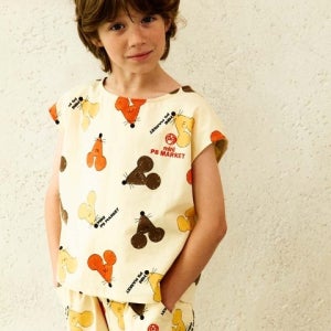 [미니피에스마켓] 25SS 마우스 올오버 우븐 탑(BABY YELLOW)