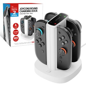 조이트론 닌텐도 스위치2 조이콘2 라운드 차징독 LED 충전기 거치대 스탠드  화이트  1개  SW2-CHARGER02