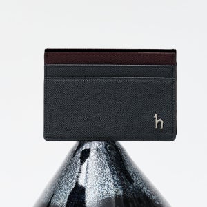 [헤지스 액세서리 남성] [스테디셀러]그레이 컬러배색 소가죽 카드지갑 WUHO4F006G3