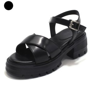 세라 [갤러리아] SAERA 세라 여성 소가죽 컴포트 데일리 샌들 C25S002 블랙 4CM