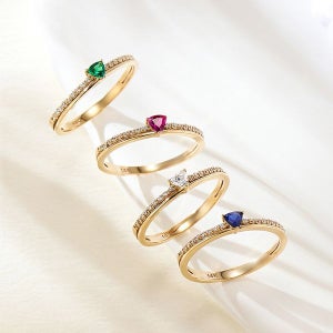[비앤비골드] 14K 트라이 헤일로 큐빅 반지 4종 모음_250611E41470