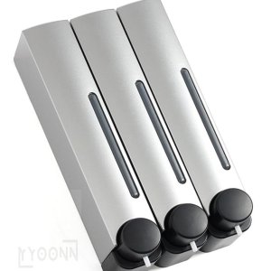 유니상점 벽걸이 물비누 디스펜서 3P세트 350ML 실버 화장실물비누 주방세제통 바디워시